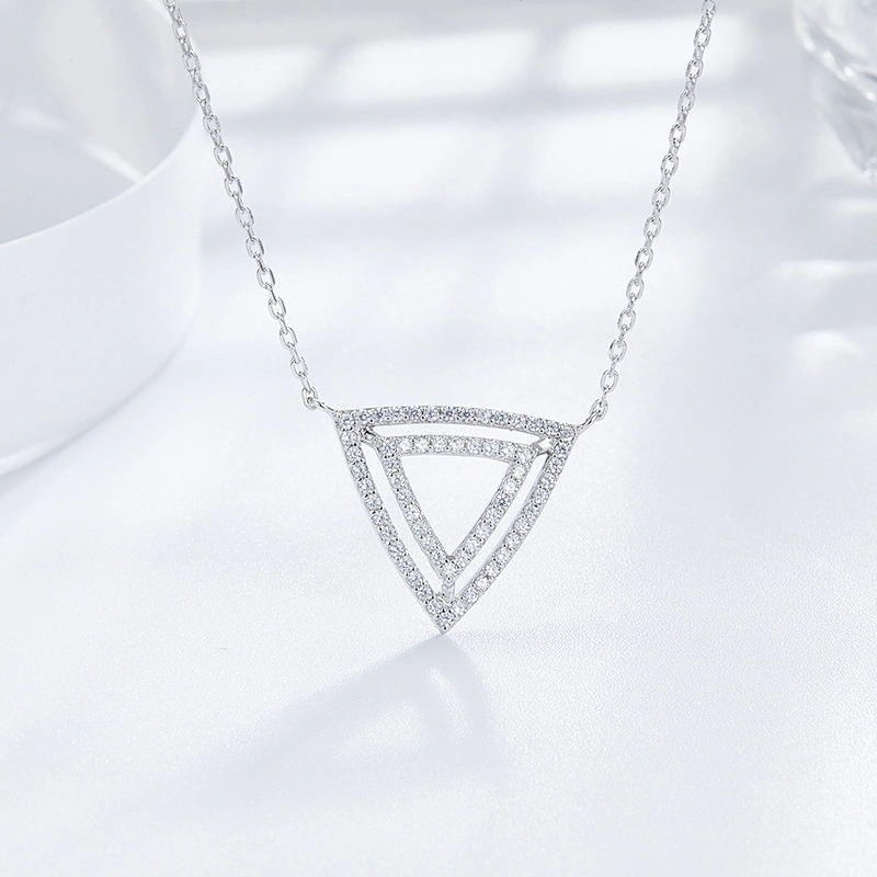 Zircon-inlaid triangular hollow Pendant large jewelry factory,OEM/ODM Jewelry Trade processing customized,Wholesale jewelry manufacturer