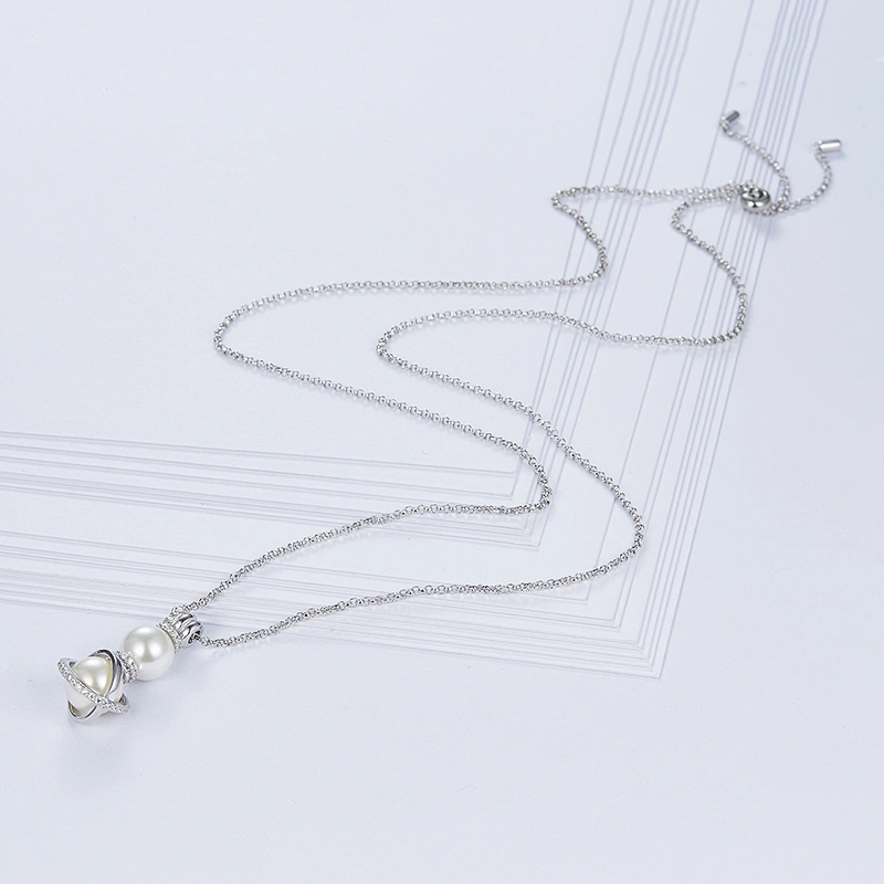 925 silver Pearl Necklace personality processing custom wholesale jewelry factory-Fashion earrings bling,