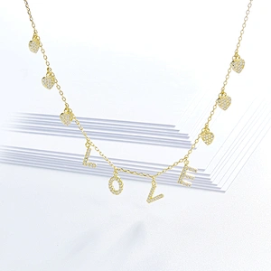 Love Necklace Zircon Rose Gold Necklace large jewelry factory,OEM/ODM Jewelry Trade processing customized,Wholesale jewelry manufacturer