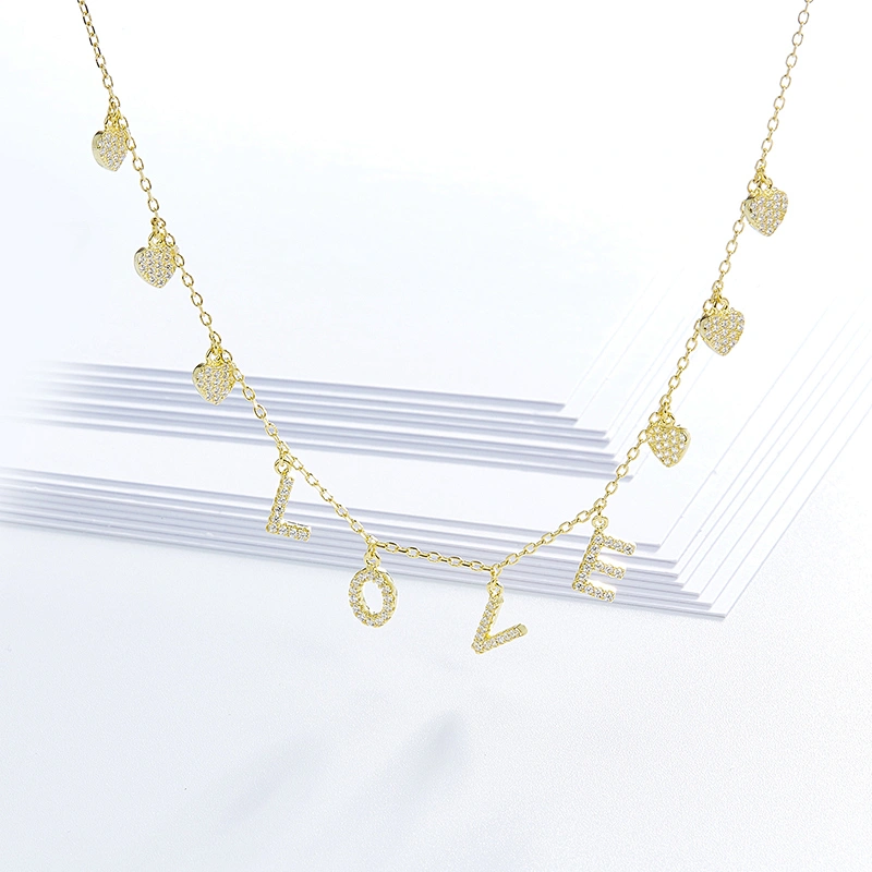 Love Necklace Zircon Rose Gold Necklace large jewelry factory,OEM/ODM Jewelry Trade processing customized,Wholesale jewelry manufacturer