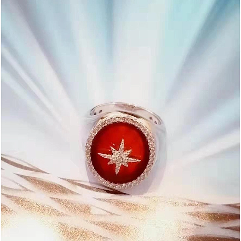 Zircon rings Red paint ring large jewelry factory,OEM/ODM Jewelry Trade processing customized,Wholesale jewelry manufacturer
