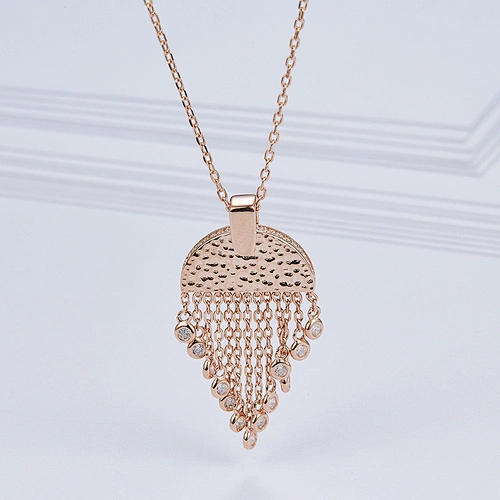 Rose gold necklace Zircon Pendant OEM/ODM Jewelry Trade processing customized,Wholesale jewelry manufacturer