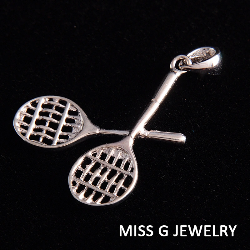 S925 Silver Tennis Racket Pendant large jewelry factory,OEM/ODM Jewelry Trade processing customized,Wholesale jewelry manufacturer