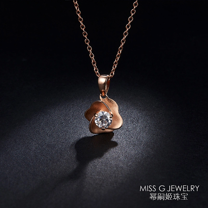 S925 Silver Pendant Rose, Gold Flower, Diamond Zircon Necklace, Guangzhou High-grade Jewelry Factory Customized Wholesale