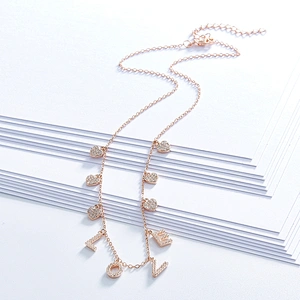 Love Necklace Zircon Rose Gold Necklace large jewelry factory,OEM/ODM Jewelry Trade processing customized,Wholesale jewelry manufacturer