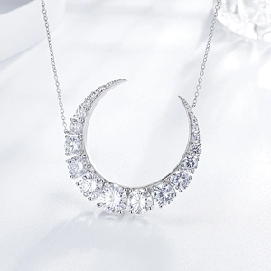 Crescent inlaid Zircon Necklace large jewelry factory,OEM/ODM Jewelry Trade processing customized,Wholesale jewelry manufacturer