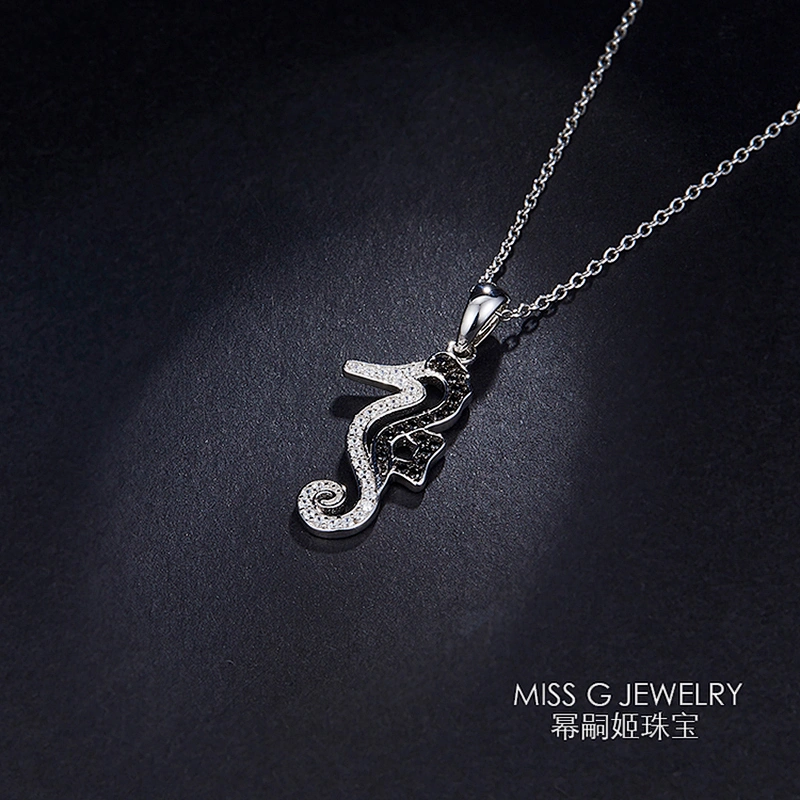 S925 Silver pendant exquisite cute little hippocampus diamond necklace pendant jewelry factory customization