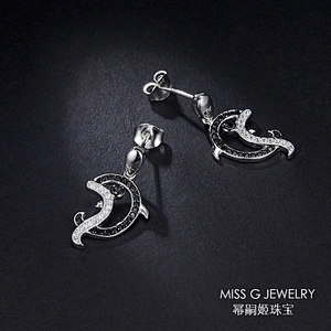 Animal Dolphin Earrings S925 Silver large jewelry factory,OEM/ODM Jewelry Trade processing customized,Wholesale jewelry manufacturer
