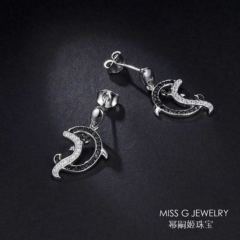 Animal Dolphin Earrings S925 Silver large jewelry factory,OEM/ODM Jewelry Trade processing customized,Wholesale jewelry manufacturer