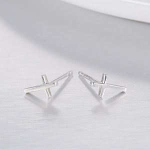 S925 Silver Cross Earrings large jewelry factory,OEM/ODM Jewelry Trade processing customized,Wholesale jewelry manufacturer