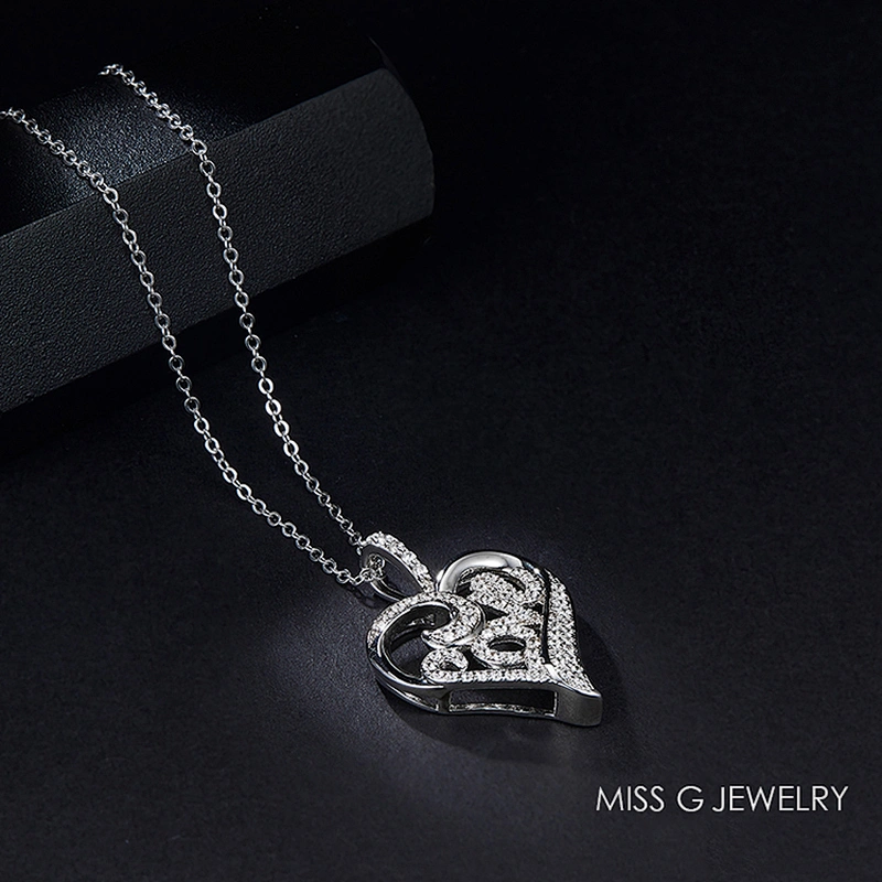 S925 Silver Pendant New heart-shaped zircon-inlaid jewelry silver jewelry manufacturers support sample customization