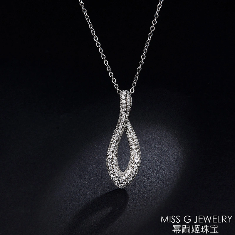 Streamlined zircon-inlaid Necklace Pendant with temperament geometry OEM/ODM Jewelry Trade processing customized,Wholesale jewelry manufacturer