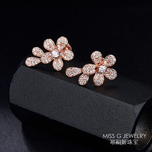 Pure Silver Earrings with Plant Flowers large jewelry factory,OEM/ODM Jewelry Trade processing customized,Wholesale jewelry manufacturer