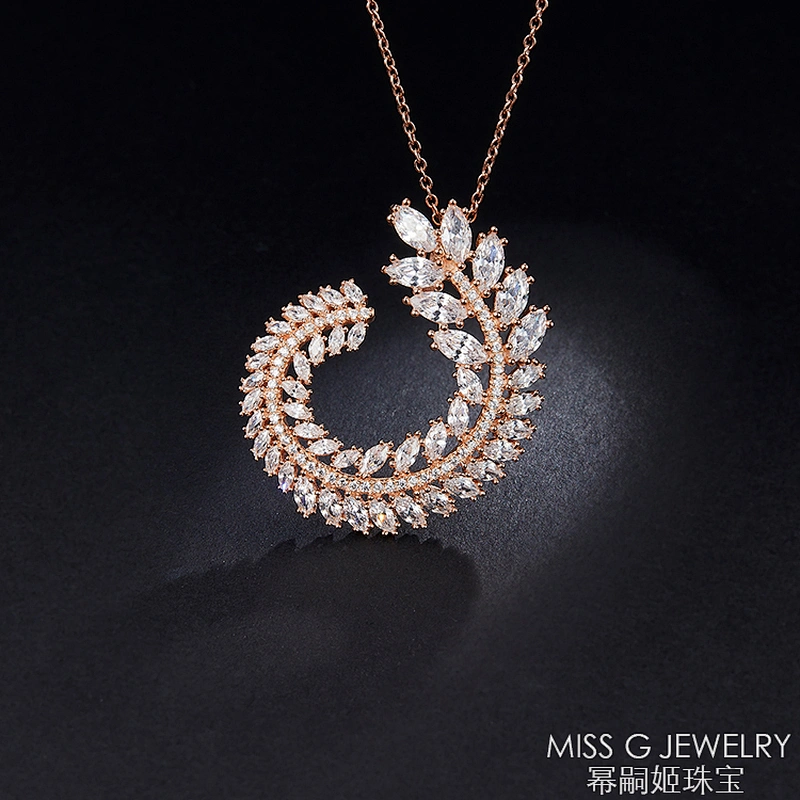 S925 Silver pendant new product characteristic zircon necklace with branches and leaves pendant jewelry factory customized direct wholesale