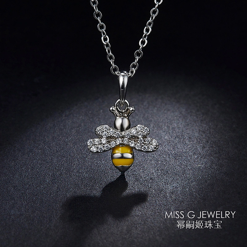Zirconium inlaid bee Pendant OEM/ODM Jewelry Trade processing customized,Wholesale jewelry manufacturer