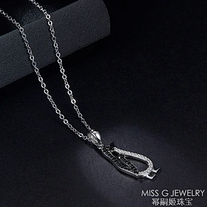 Small Penguin Zircon Necklace Pendant S925 Silver Pendant Jewelry Factory Customized Direct Sale Wholesale