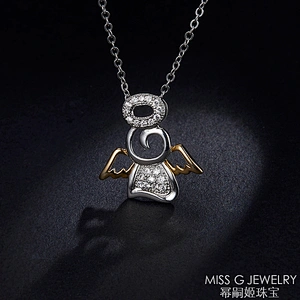 S925 Silver Pendant Angel Zircon Necklace Pendant Jewelry Factory Custom Wholesale Agent