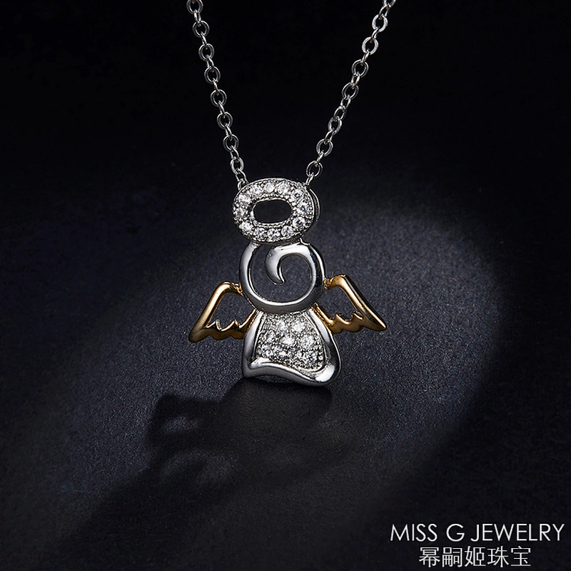 S925 Silver Pendant Angel Zircon Necklace Pendant Jewelry Factory Custom Wholesale Agent
