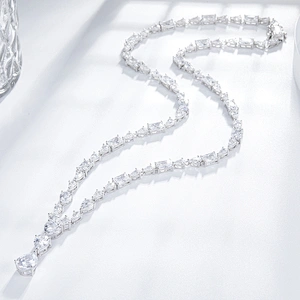Embedded cuboid + Water Drop Necklace large jewelry factory,OEM/ODM Jewelry Trade processing customized,Wholesale jewelry manufacturer
