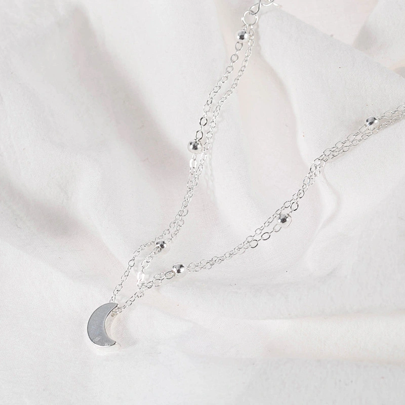 925 Silver Crescent foot chain large jewelry factory,OEM/ODM Jewelry Trade processing customized,Wholesale jewelry manufacturer