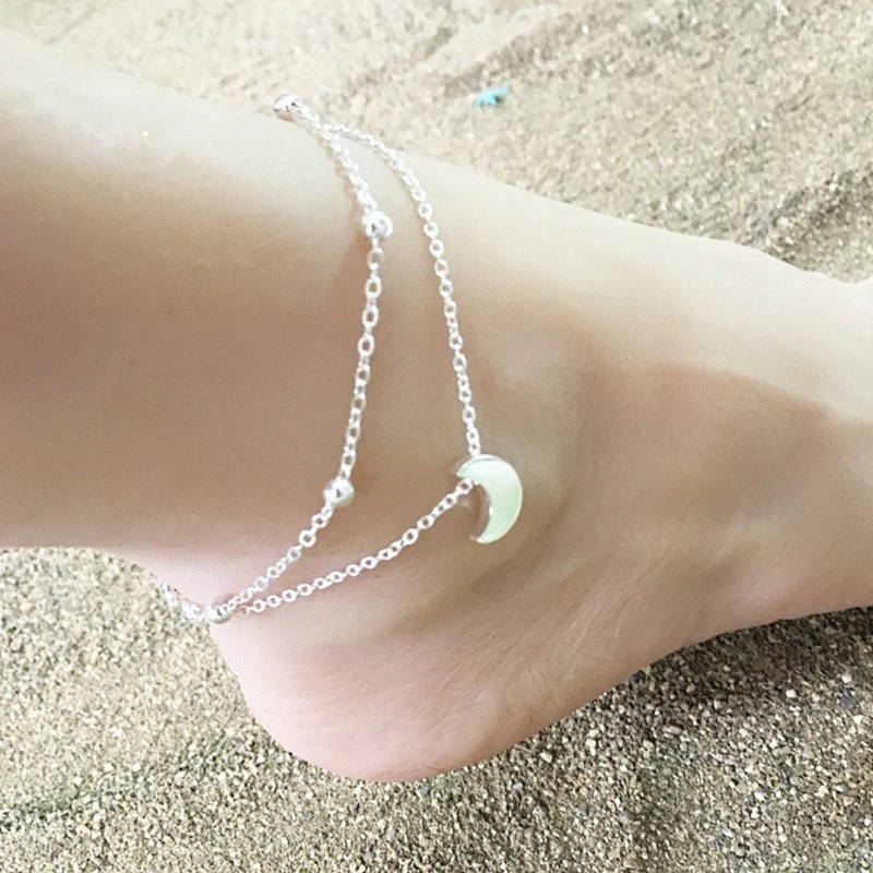 925 Silver Crescent foot chain large jewelry factory,OEM/ODM Jewelry Trade processing customized,Wholesale jewelry manufacturer