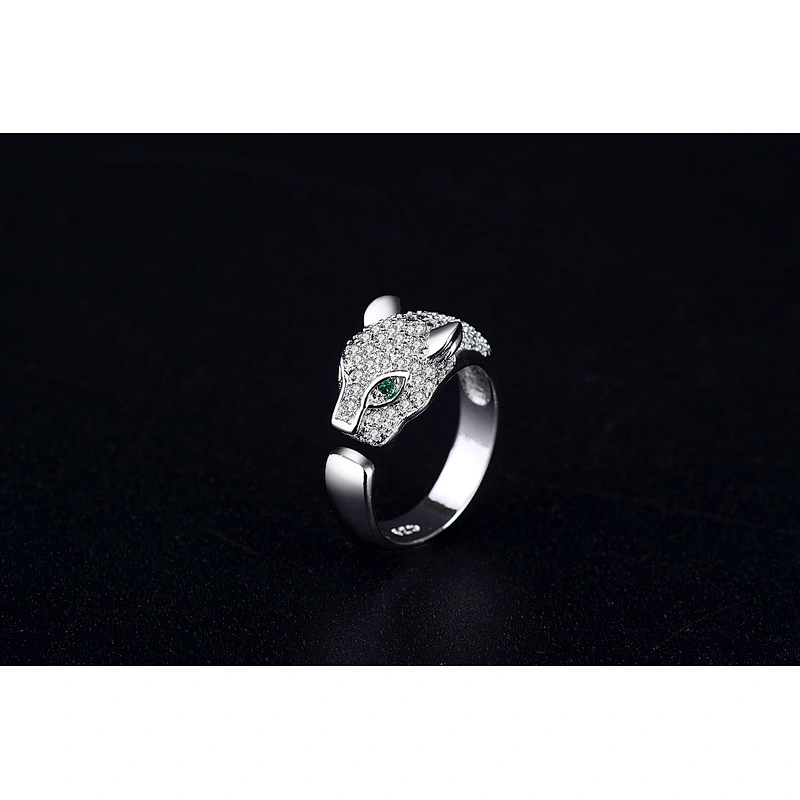 925 silver leopard head ring large jewelry factory,OEM/ODM Jewelry Trade processing customized,Wholesale jewelry manufacturer