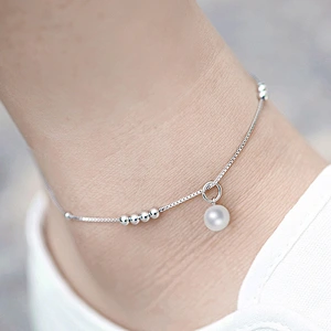 925 silver pearl foot chain large jewelry factory,OEM/ODM Jewelry Trade processing customized,Wholesale jewelry manufacturer