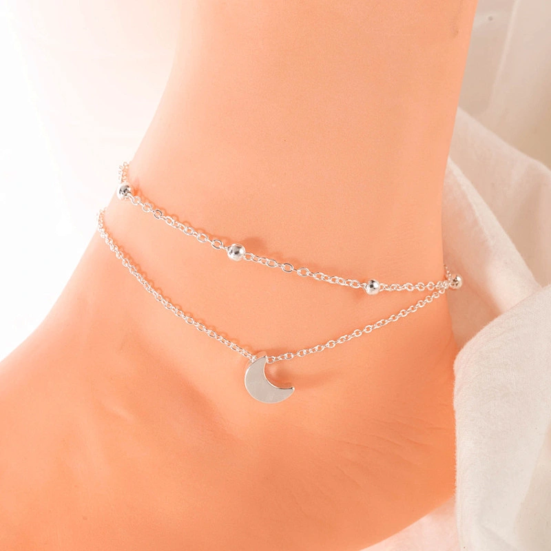 925 Silver Crescent foot chain large jewelry factory,OEM/ODM Jewelry Trade processing customized,Wholesale jewelry manufacturer