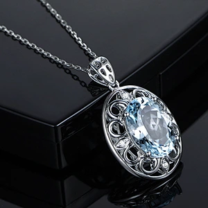 silver jewelry necklaces for women Large main Stone Silver Pendant large jewelry factory,OEM/ODM Jewelry Trade processing customized,Wholesale jewelry manufacturer