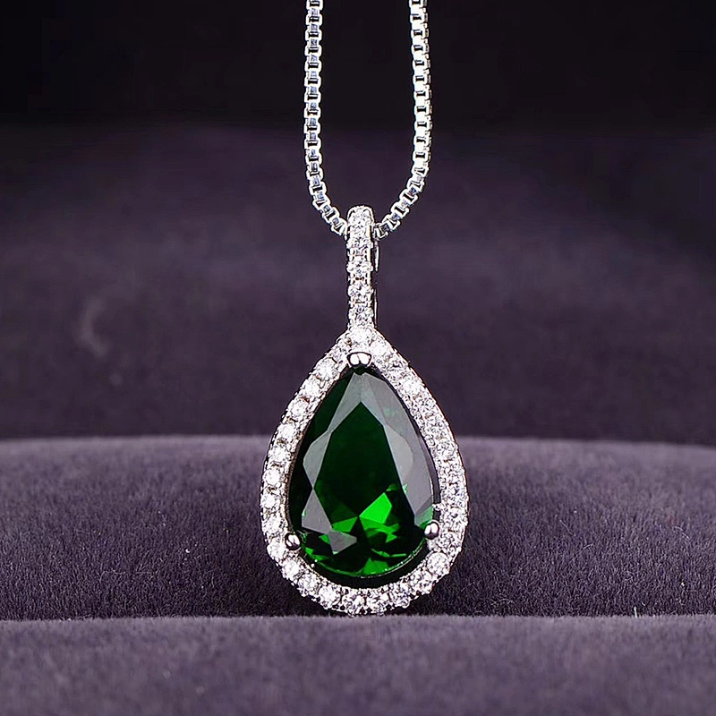 925 Silver Emerald Pendant large jewelry factory,OEM/ODM Jewelry Trade processing customized,Wholesale jewelry manufacturer