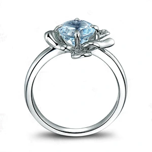 S925 Silver Rose sapphire ring large jewelry factory,OEM/ODM Jewelry Trade processing customized,Wholesale jewelry manufacturer