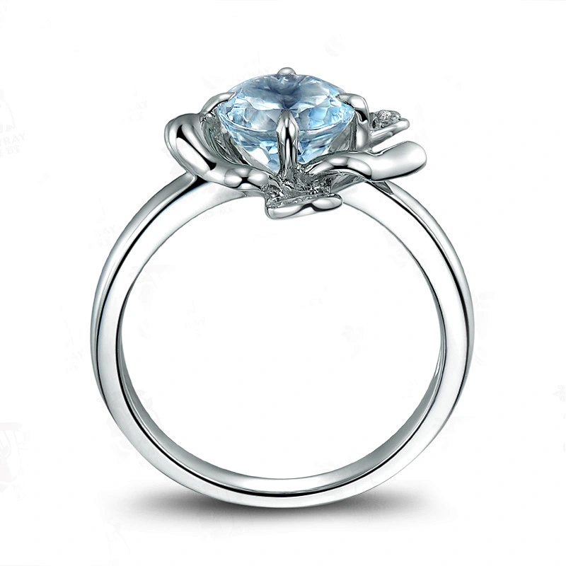 S925 Silver Rose sapphire ring large jewelry factory,OEM/ODM Jewelry Trade processing customized,Wholesale jewelry manufacturer