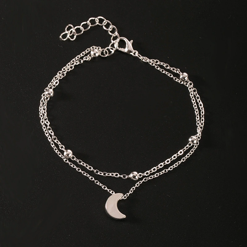 925 Silver Crescent foot chain large jewelry factory,OEM/ODM Jewelry Trade processing customized,Wholesale jewelry manufacturer