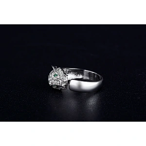 925 silver leopard head ring large jewelry factory,OEM/ODM Jewelry Trade processing customized,Wholesale jewelry manufacturer