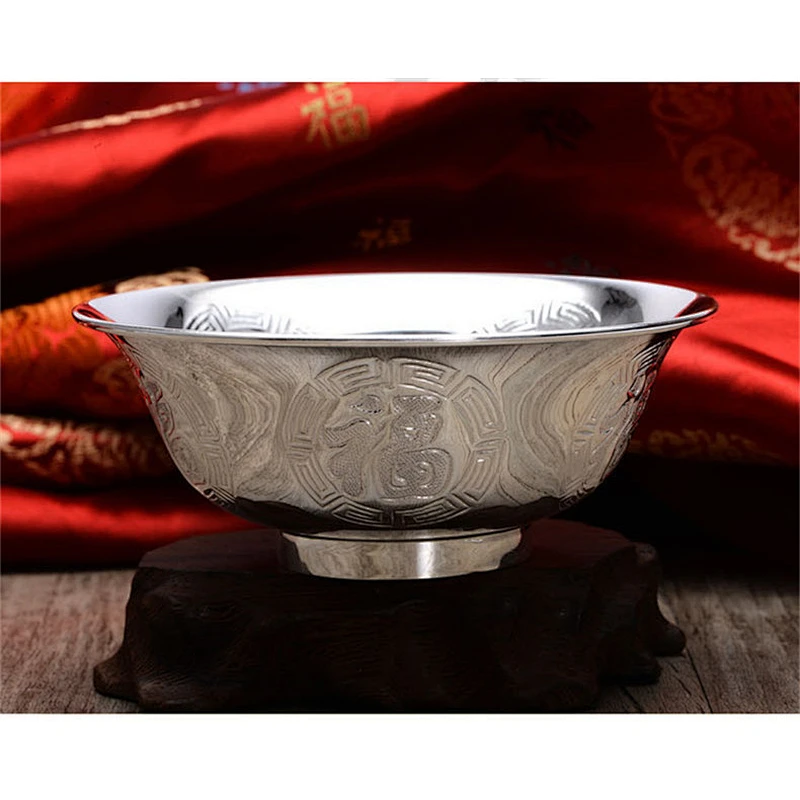 S999 Pure Silver Bowl chopsticks Spoon large jewelry factory,OEM/ODM Jewelry Trade processing customized,Wholesale jewelry manufacturer