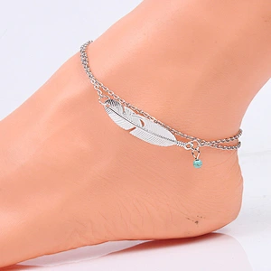 925 Silver Feather foot chain large jewelry factory,OEM/ODM Jewelry Trade processing customized,Wholesale jewelry manufacturer