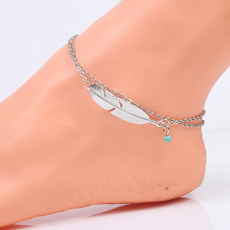 925 Silver Feather foot chain large jewelry factory,OEM/ODM Jewelry Trade processing customized,Wholesale jewelry manufacturer