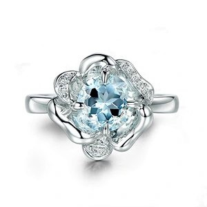S925 Silver Rose sapphire ring large jewelry factory,OEM/ODM Jewelry Trade processing customized,Wholesale jewelry manufacturer