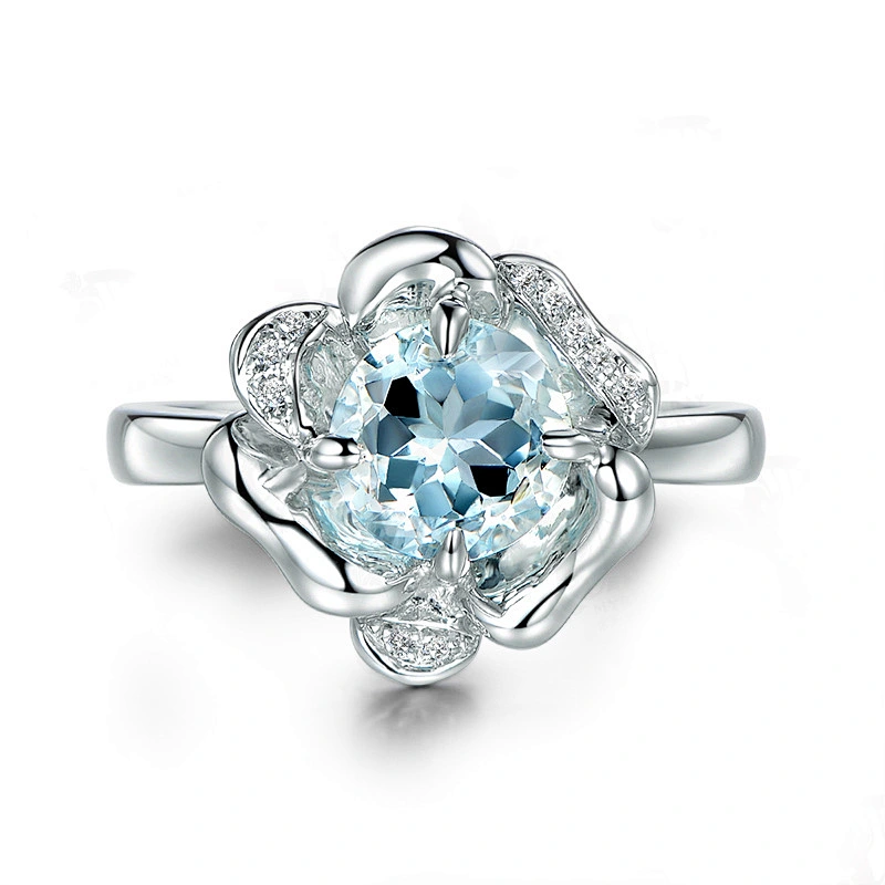 S925 Silver Rose sapphire ring large jewelry factory,OEM/ODM Jewelry Trade processing customized,Wholesale jewelry manufacturer