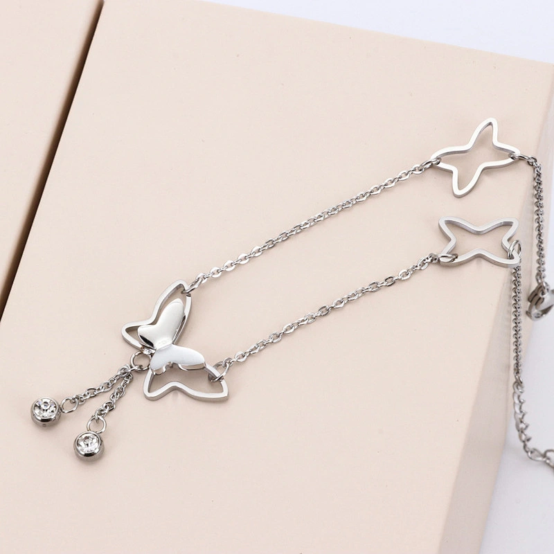 925 Silver Butterfly Rose Gold foot chain large jewelry factory,OEM/ODM Jewelry Trade processing customized,Wholesale jewelry manufacturer