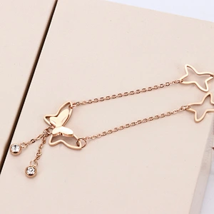 925 Silver Butterfly Rose Gold foot chain large jewelry factory,OEM/ODM Jewelry Trade processing customized,Wholesale jewelry manufacturer