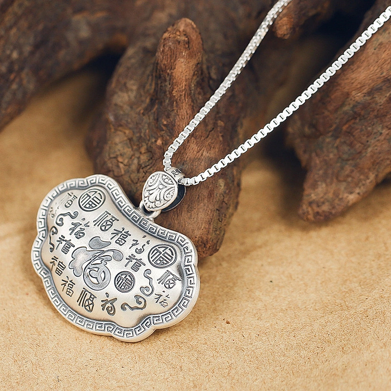 999 Pure Silver China Wind Long Life Lock large jewelry factory,OEM/ODM Jewelry Trade processing customized,Wholesale jewelry manufacturer
