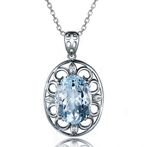 silver jewelry necklaces for women Large main Stone Silver Pendant large jewelry factory,OEM/ODM Jewelry Trade processing customized,Wholesale jewelry manufacturer