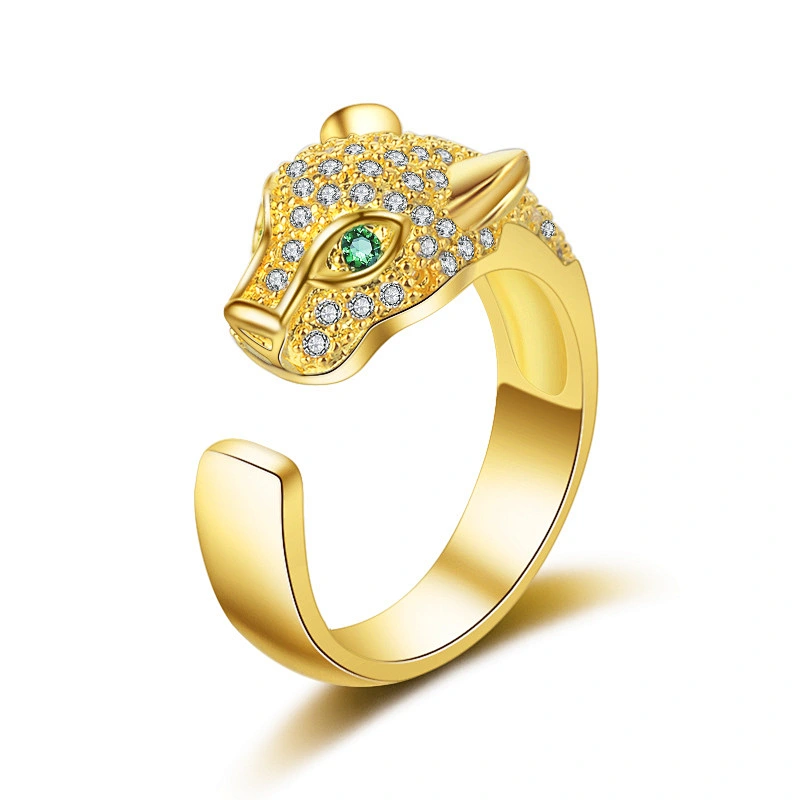 925 silver leopard head ring large jewelry factory,OEM/ODM Jewelry Trade processing customized,Wholesale jewelry manufacturer