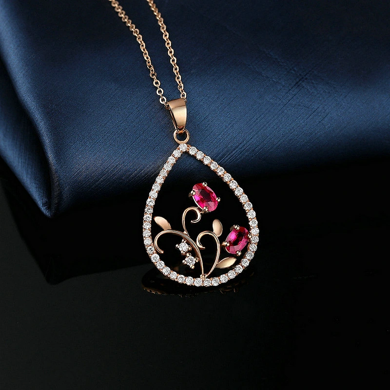 Rose Gold Water Drop Pendant large jewelry factory,OEM/ODM Jewelry Trade processing customized,Wholesale jewelry manufacturer