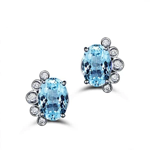Blue Crystal Stud Earrings large jewelry factory,OEM/ODM Jewelry Trade processing customized,Wholesale jewelry manufacturer