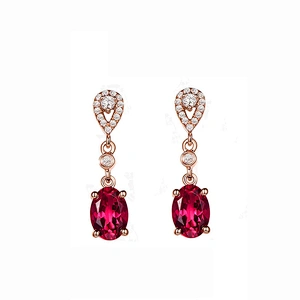 Garnet rose gold earrings large jewelry factory,OEM/ODM Jewelry Trade processing customized,Wholesale jewelry manufacturer