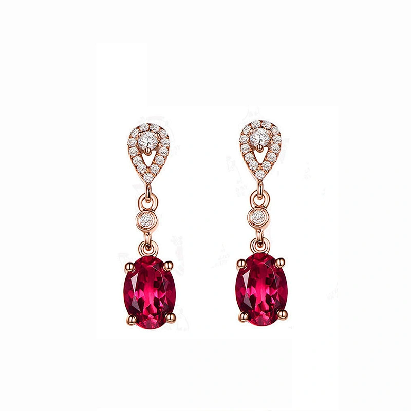 Garnet rose gold earrings large jewelry factory,OEM/ODM Jewelry Trade processing customized,Wholesale jewelry manufacturer