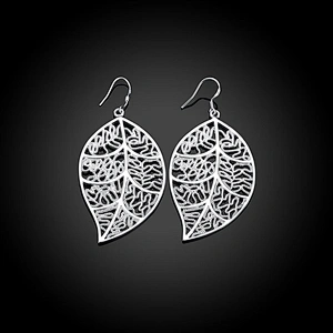 925 silver tree leaf Earrings large jewelry factory,OEM/ODM Jewelry Trade processing customized,Wholesale jewelry manufacturer