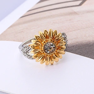 925 silver sunflower ring large jewelry factory,OEM/ODM Jewelry Trade processing customized,Wholesale jewelry manufacturer